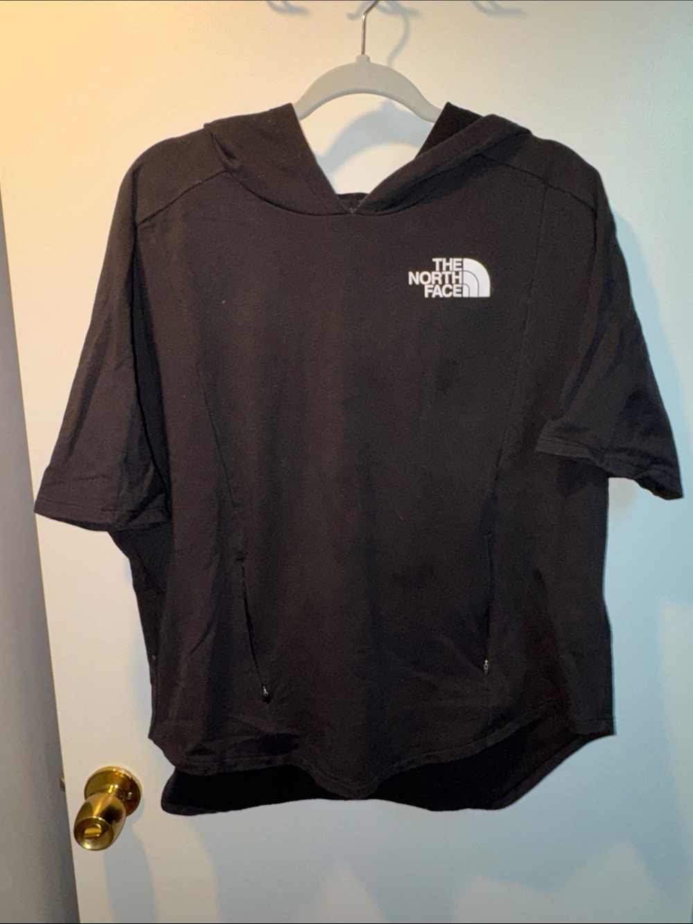 The North Face Black Short-Sleeve Hooded Pullover with White Logo